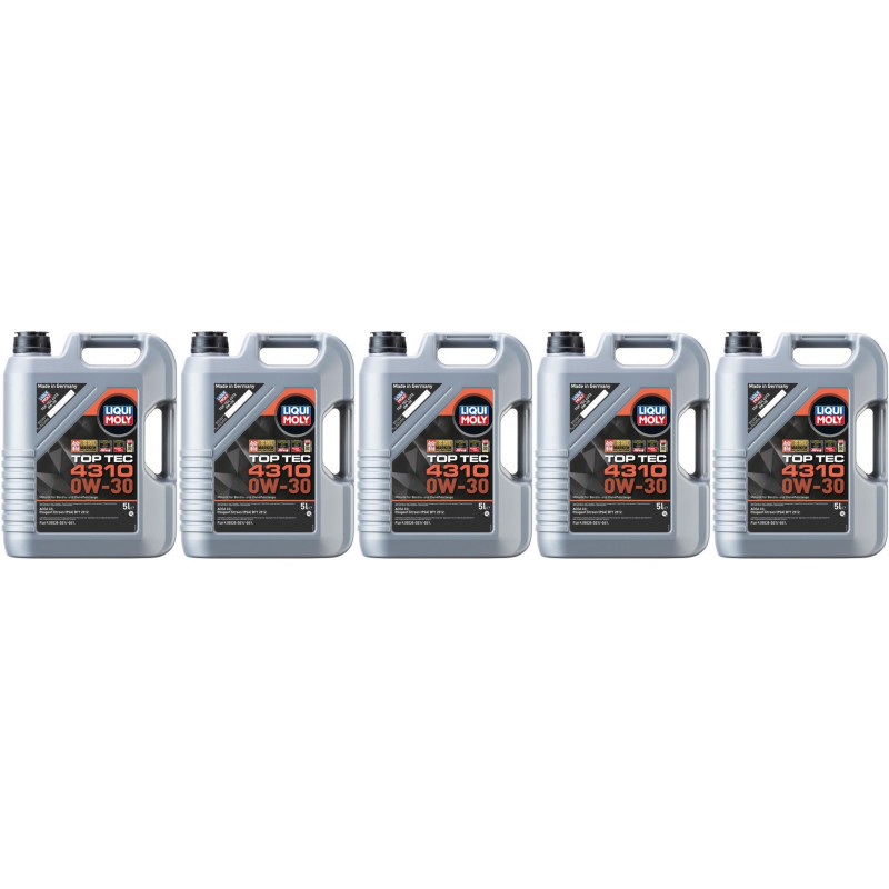 Liqui Moly 3736 Top Tec 4310 0W 30 Motoröl 5x 5 25 Liter SAE 0W 30