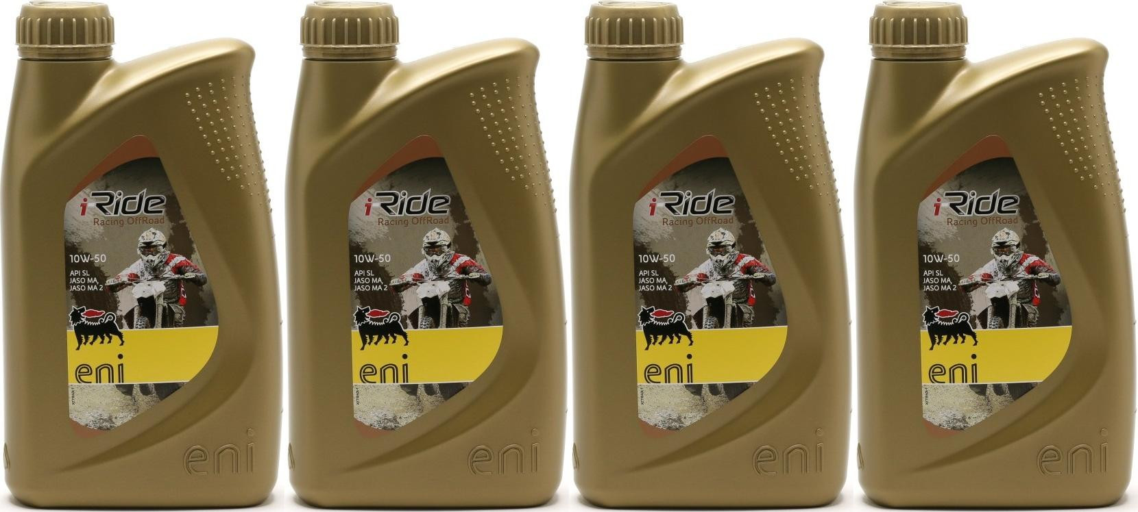 Eni i Ride racing offroad 10W 50 synthetisches Motorrad Motoröl 4x 1l