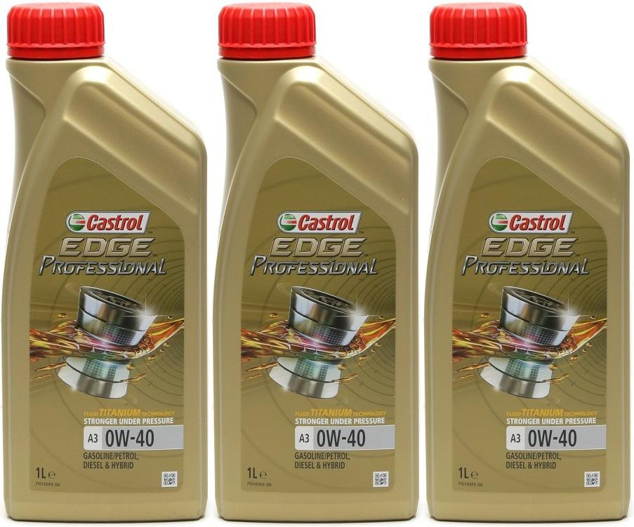 Castrol Edge Professional Fluid Titanium A3 0W 40 Motoröl 3x 1l 3