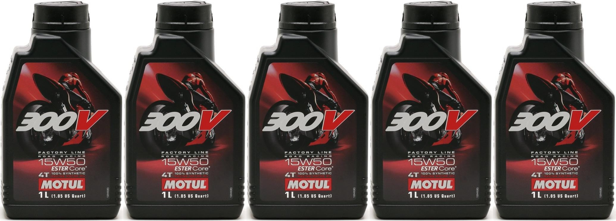 Motul 300V Factory Line Road Racing ESTER Core 15W 50 4T 5x 1l 5