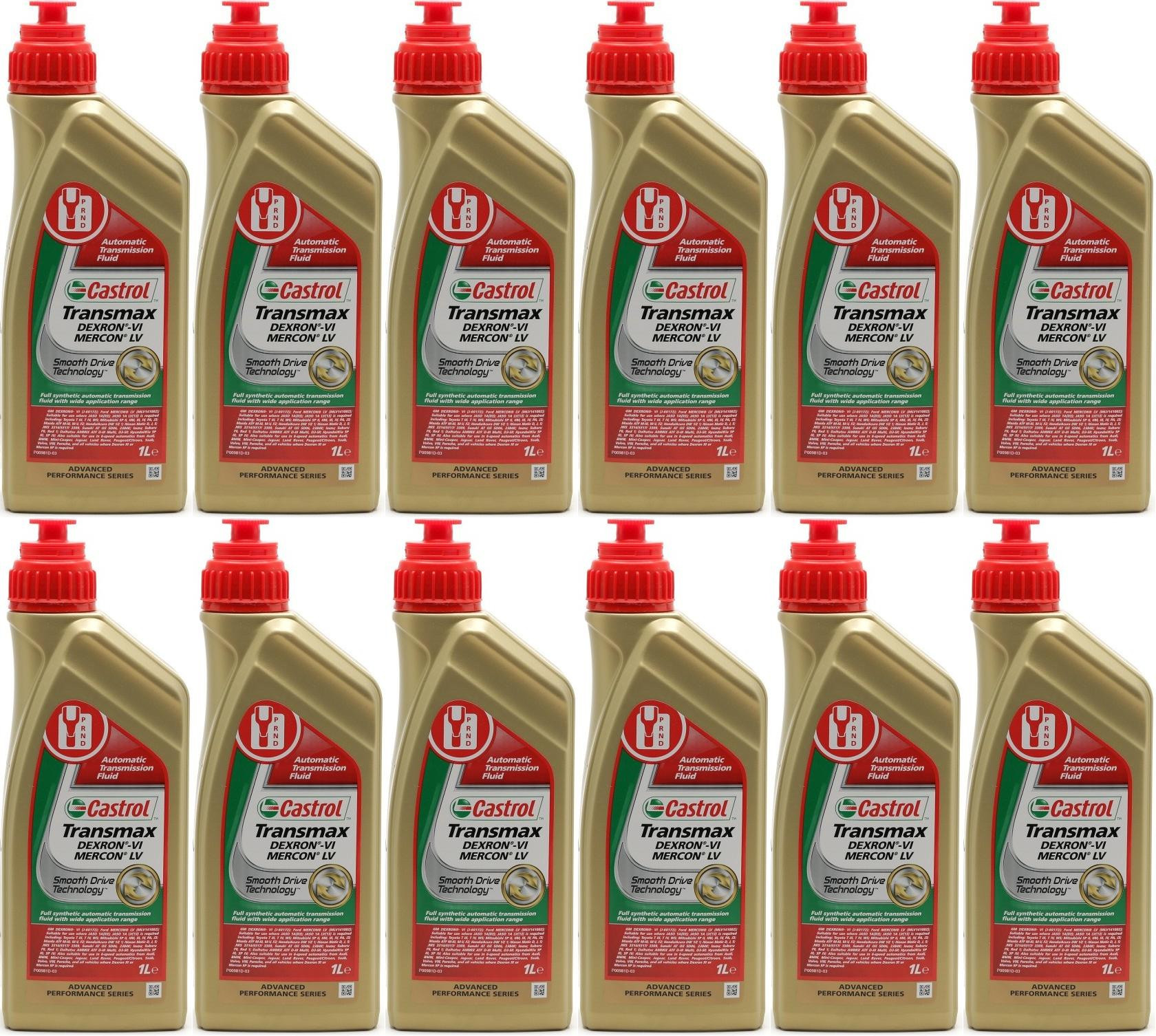 Castrol Transmax Dexron VI Mercon LV Automatik Getriebeöl 12x 1l 12