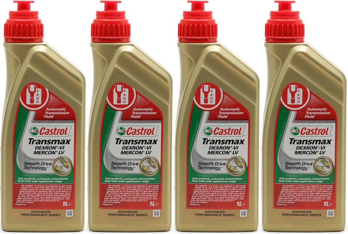 Castrol Transmax Dexron VI Mercon LV Automatik Getriebeöl 4x 1l 4