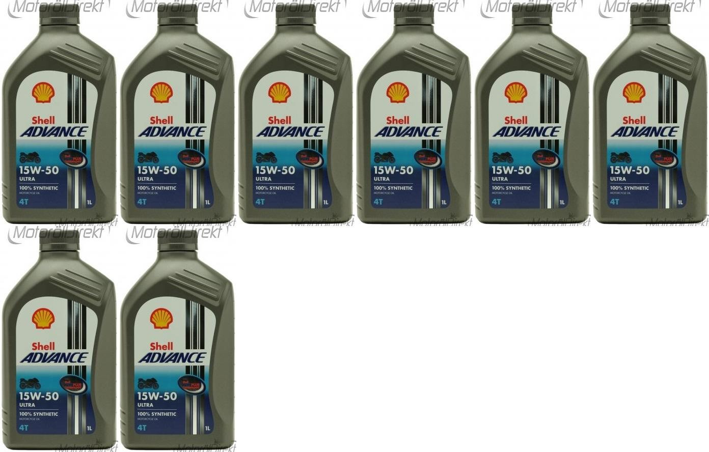 Shell Advance Ultra 4T 15W-50 Motorrad Motoröl 8x 1l = 8 Liter - 4T SAE ...