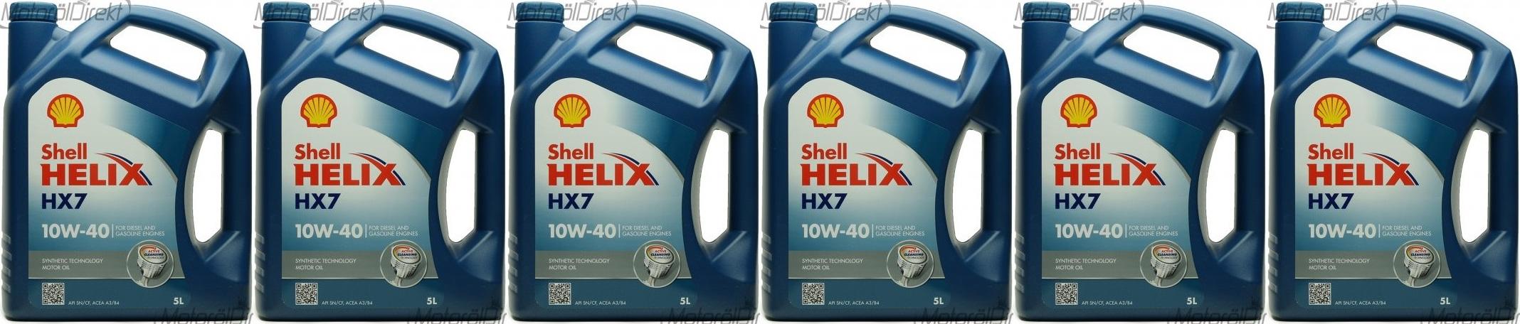 Shell Helix HX7 10W-40 Motoröl 6x 5 = 30 Liter - SAE 10W-40 - Auto