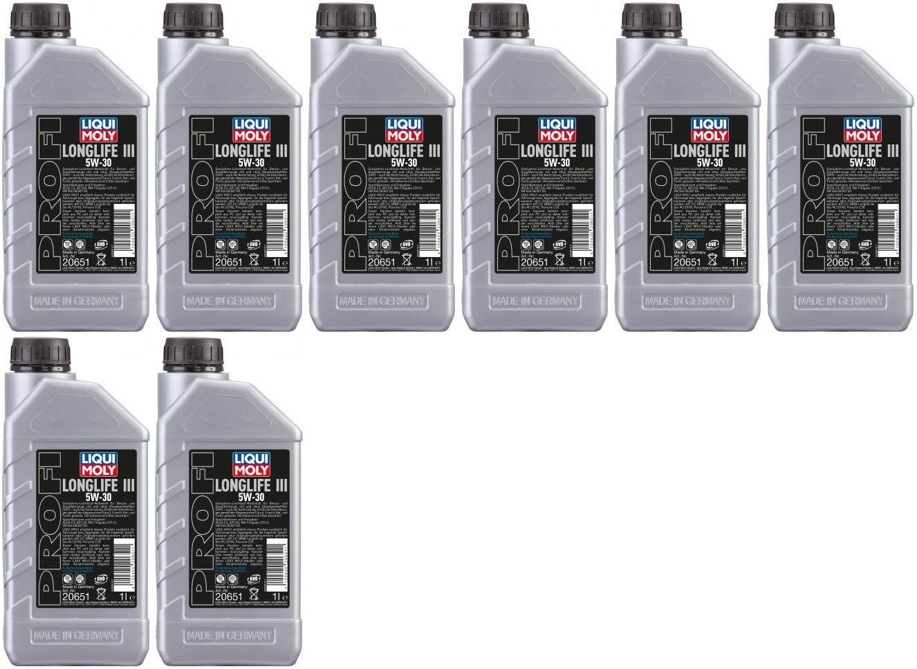 Liqui Moly 20651 Profi Longlife III 5W-30 Motoröl 8x 1l = 8 Liter -  Motorenöle Gasbetriebene Fahrzeuge - Liqui Moly - Öl Marken - Öle 